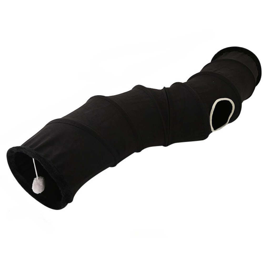 New Suede S-Shaped Cat Tunnel Toy | Foldable Self-Entertainment Channel for Cats