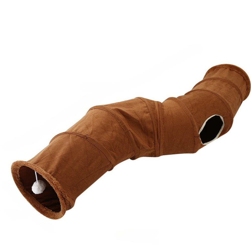 New Suede S-Shaped Cat Tunnel Toy | Foldable Self-Entertainment Channel for Cats