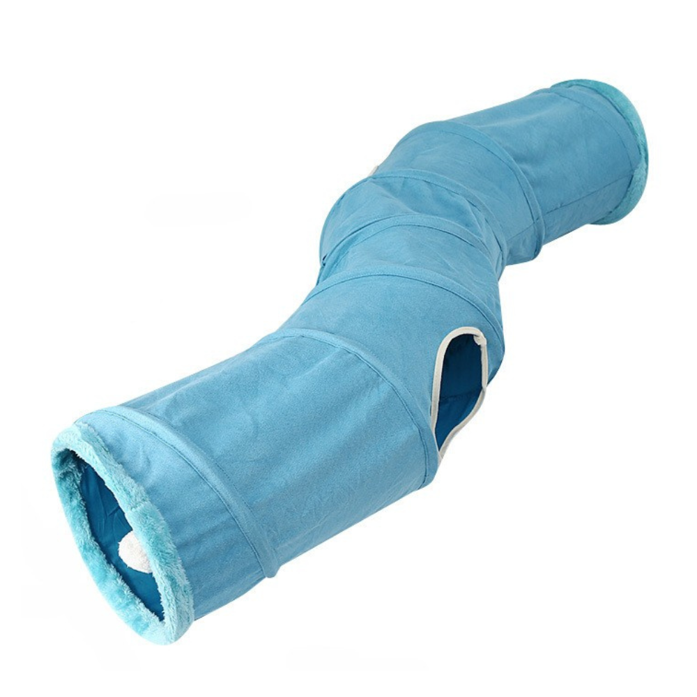 New Suede S-Shaped Cat Tunnel Toy | Foldable Self-Entertainment Channel for Cats