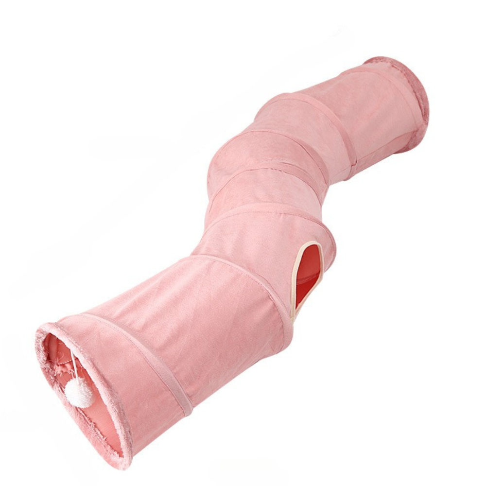 New Suede S-Shaped Cat Tunnel Toy | Foldable Self-Entertainment Channel for Cats