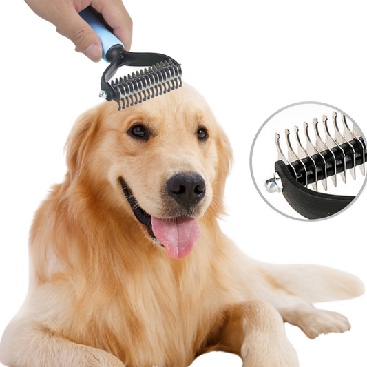 Pet Hair Removal Comb | Double-Sided Stainless Steel Detangling Comb
